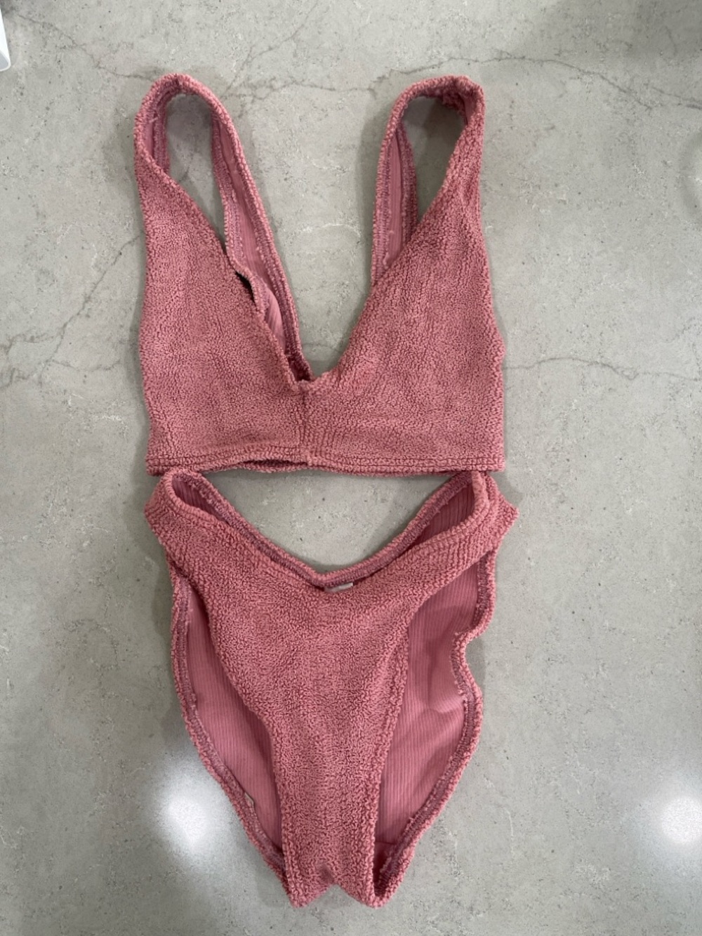 Terry Cloth Two-Piece Bikini Bottoms in Dusty Rose
